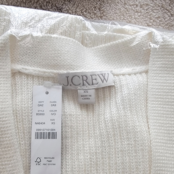 NWT J. Crew V-neck cotton cashmere blend cardigan sweater, ivory XS - Picture 5 of 7